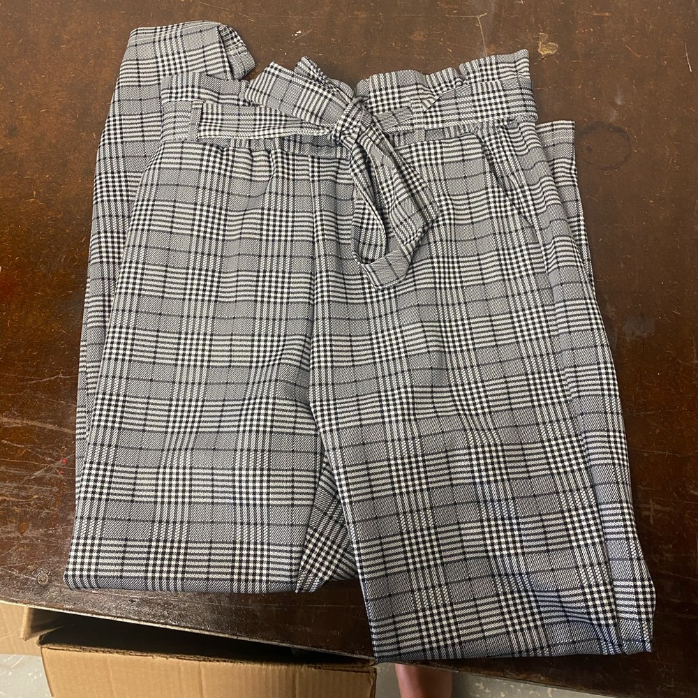 Black and white plaid pants